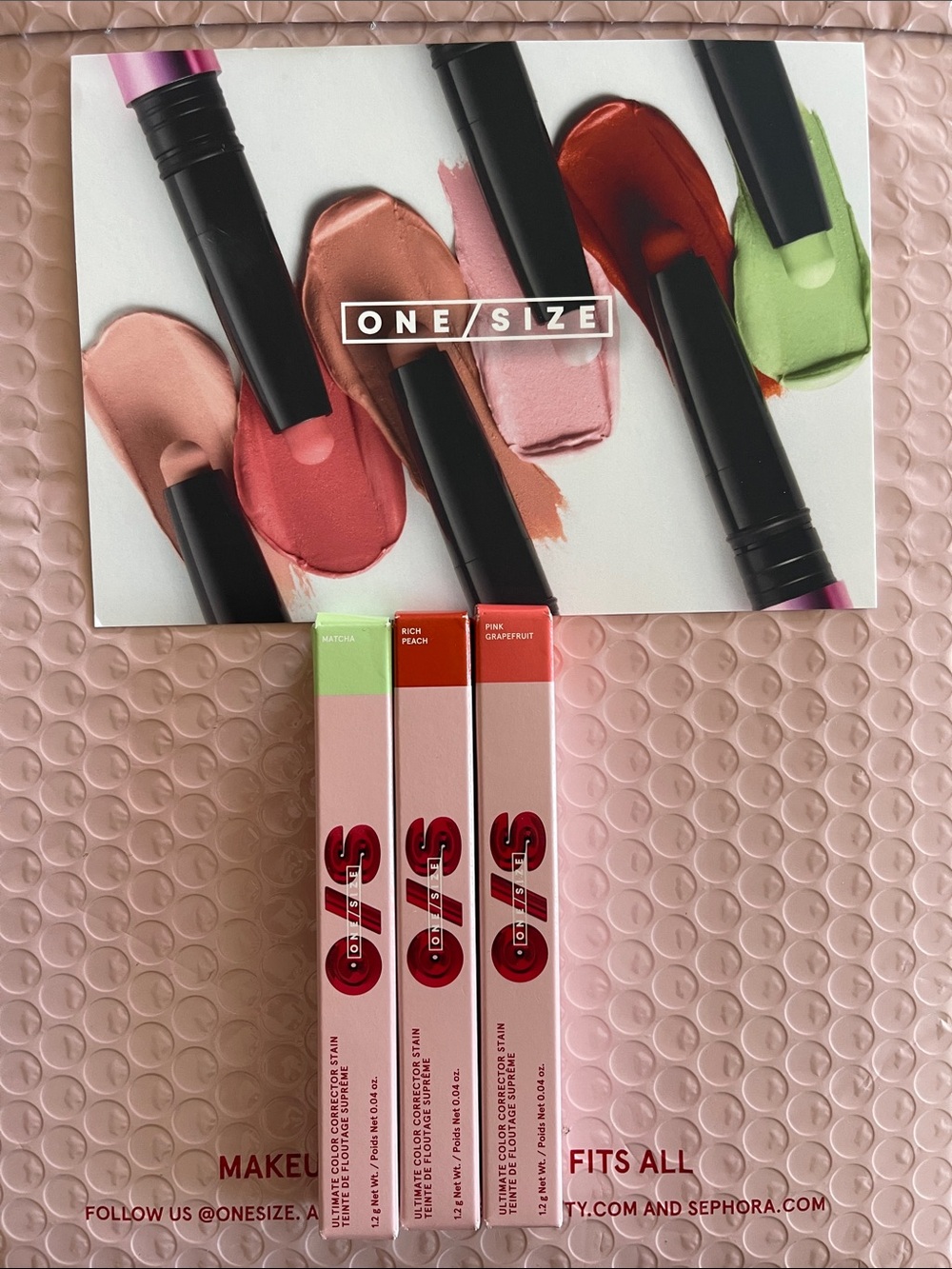 ONE/SIZE Lip Color Trio — Pink Grapefruit, Rich Peach, Matcha